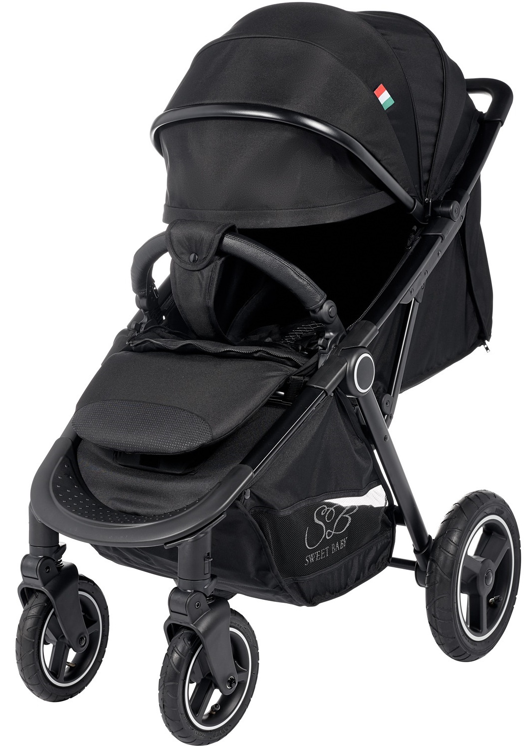 Прогулочная коляска Sweet Baby Suburban Compatto Air, цвет: черный прогулочная коляска sweet baby suburban compatto air надувные колеса