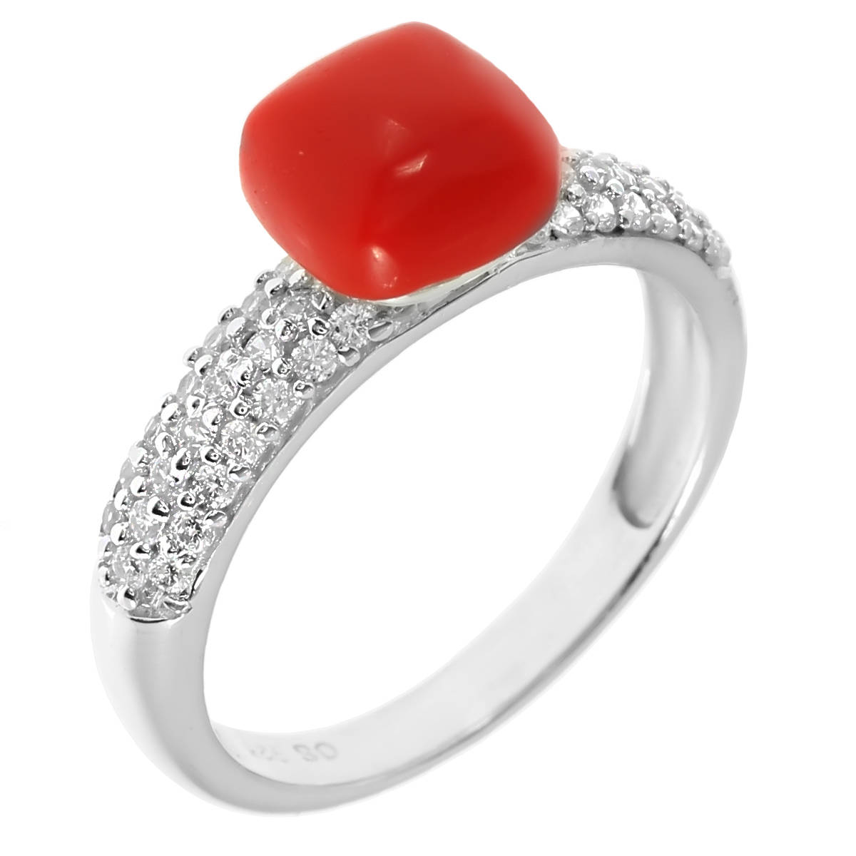 

Кольцо из серебра р. 18 Balex Jewellery 1454930080, коралл\фианит, 1454930080