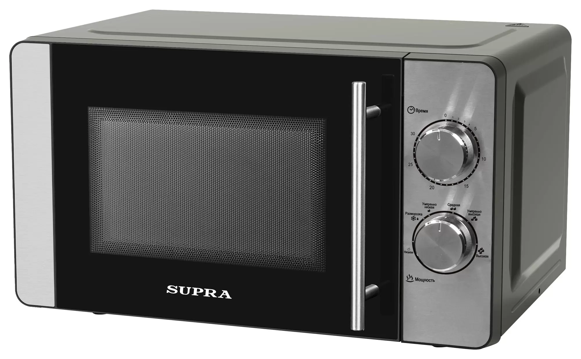 

Микроволновая печь соло Supra 20MS22 серебристый, 20MS22
