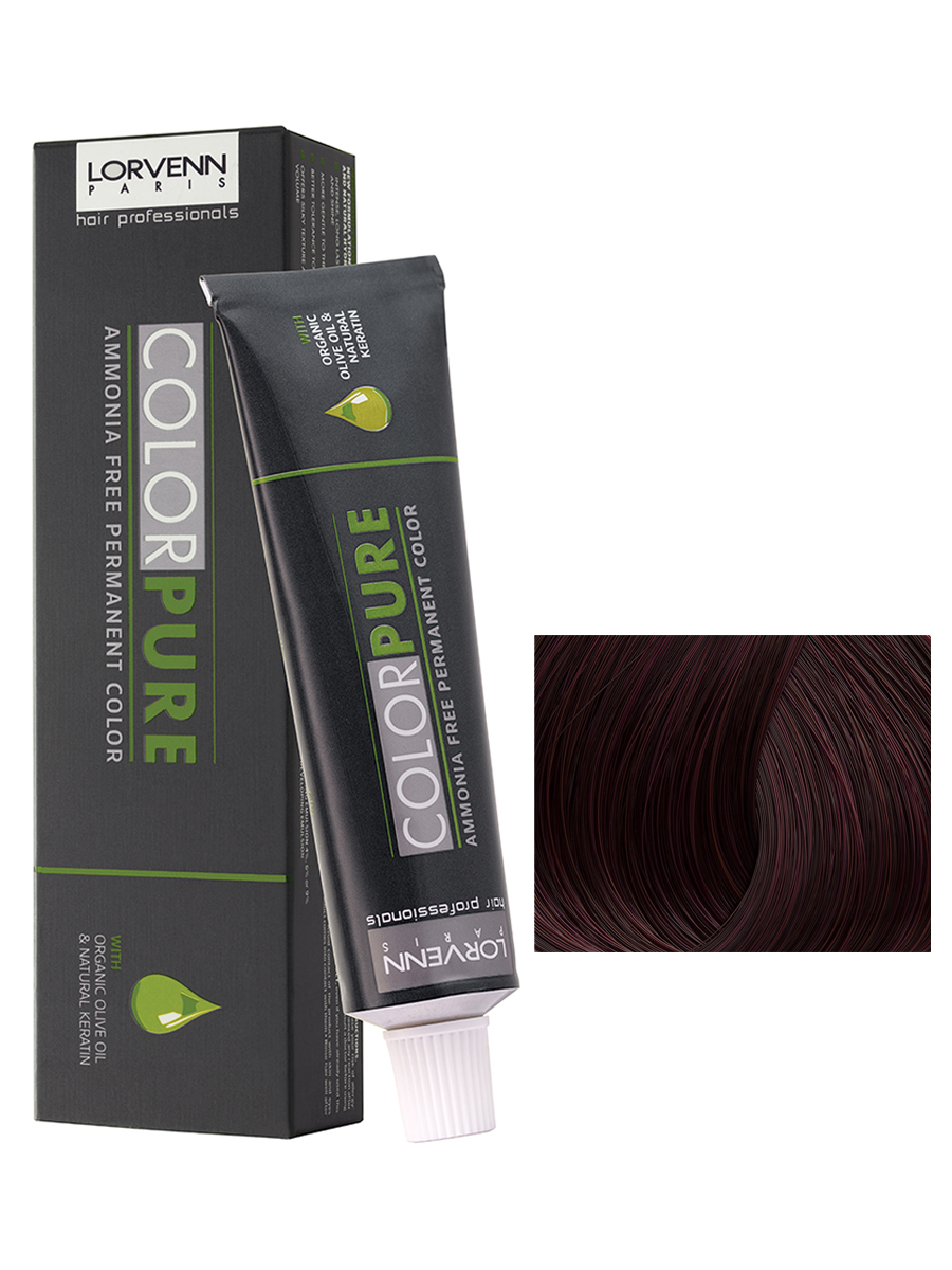 фото Краска color pure для волос lorvenn hair 5.20 светло-коричневый сливовый 50 мл lorvenn hair professionals