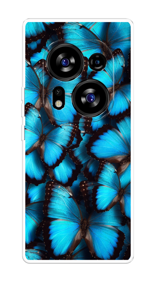 

Чехол на Tecno Phantom X2/X2 Pro "Тропическая бабочка 2", Голубой;черный, 303250-1