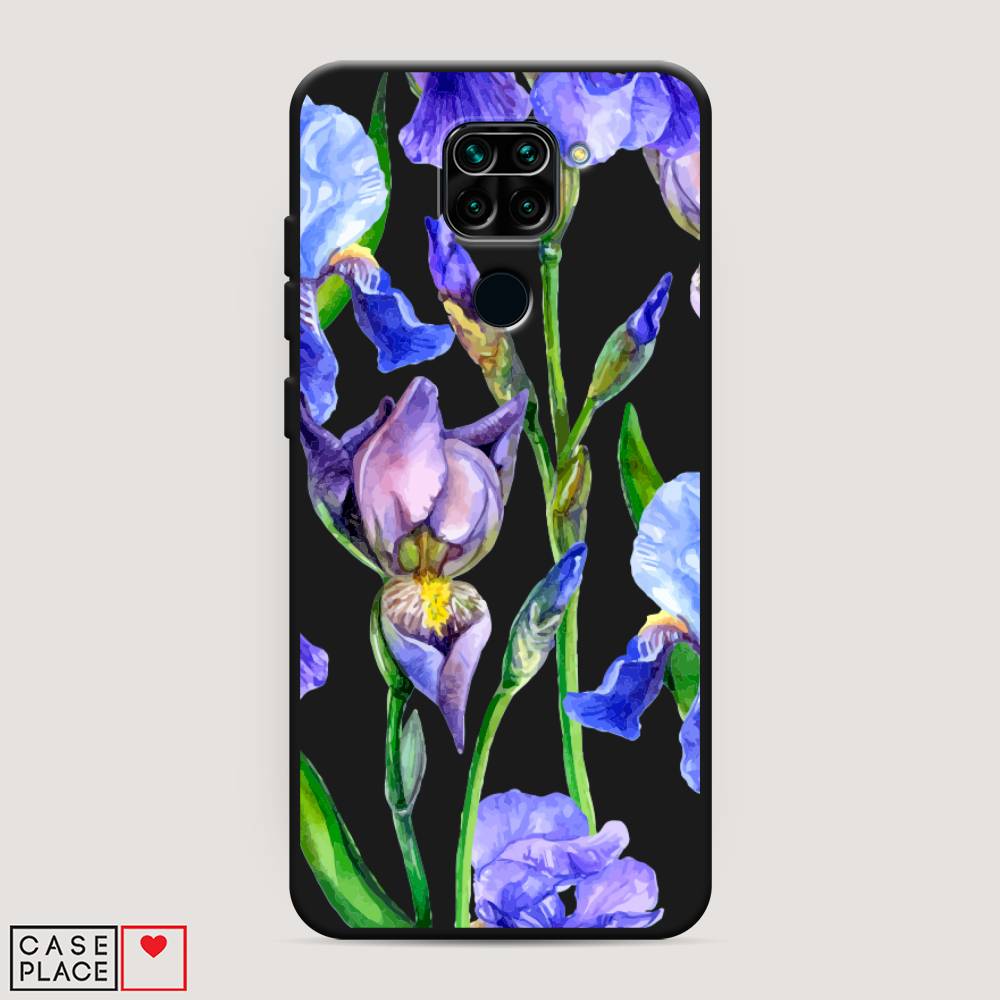 фото Матовый силиконовый чехол "синие ирисы" на xiaomi redmi note 9 awog