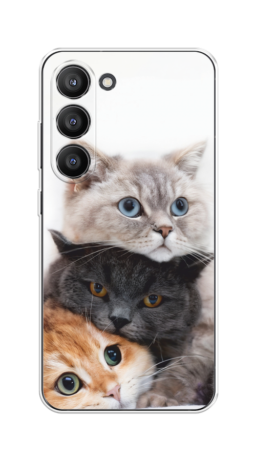 

Чехол на Samsung Galaxy S23 5G "Пушистые мордашки", Серый;черный;оранжевый, 2107350-1