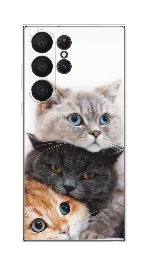 

Чехол на Samsung Galaxy S23 Ultra 5G "Пушистые мордашки", Серый;черный;оранжевый, 2107550-1