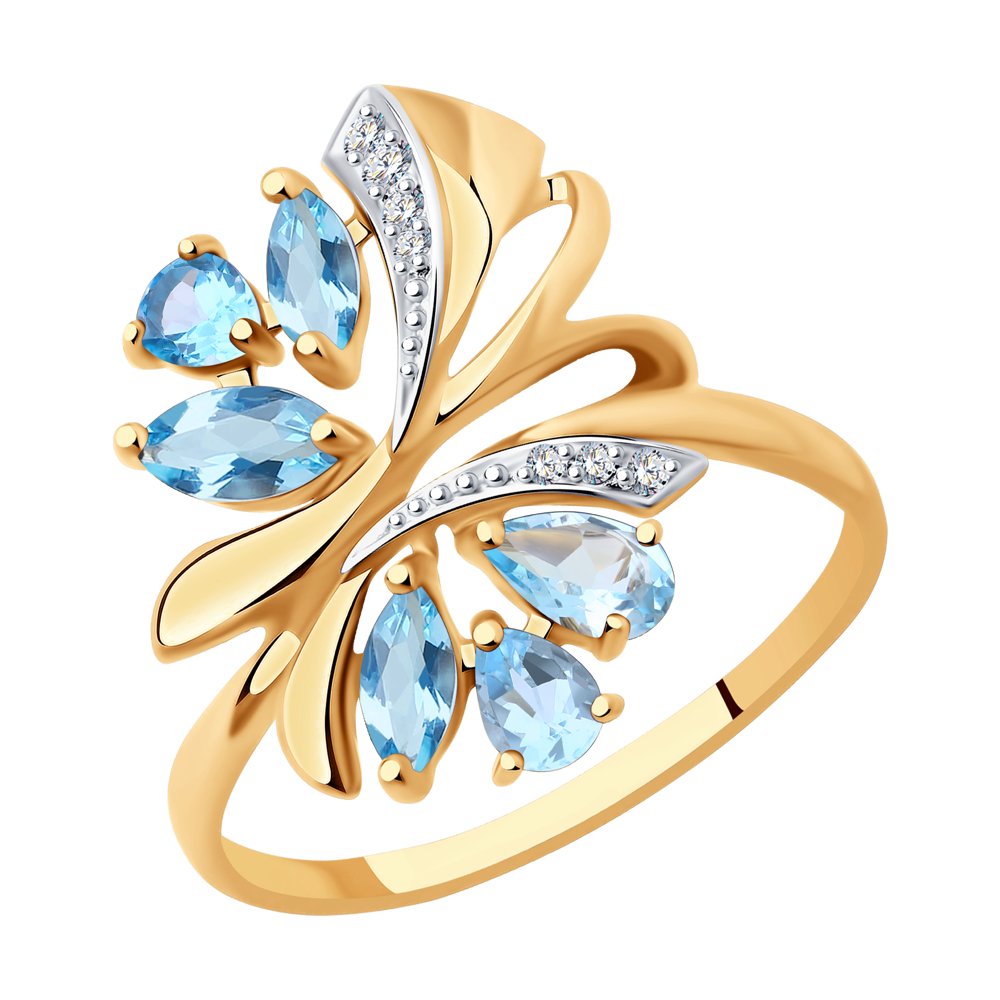 

Кольцо из золота р. , SOKOLOV 714736, топаз\фианит, 714736