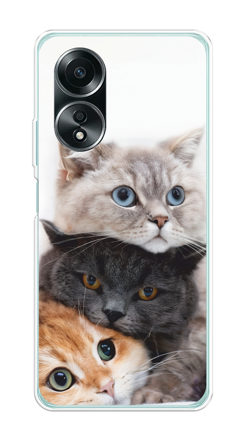 

Чехол на Oppo A58 4G "Пушистые мордашки", Серый;черный;оранжевый, 2514950-1