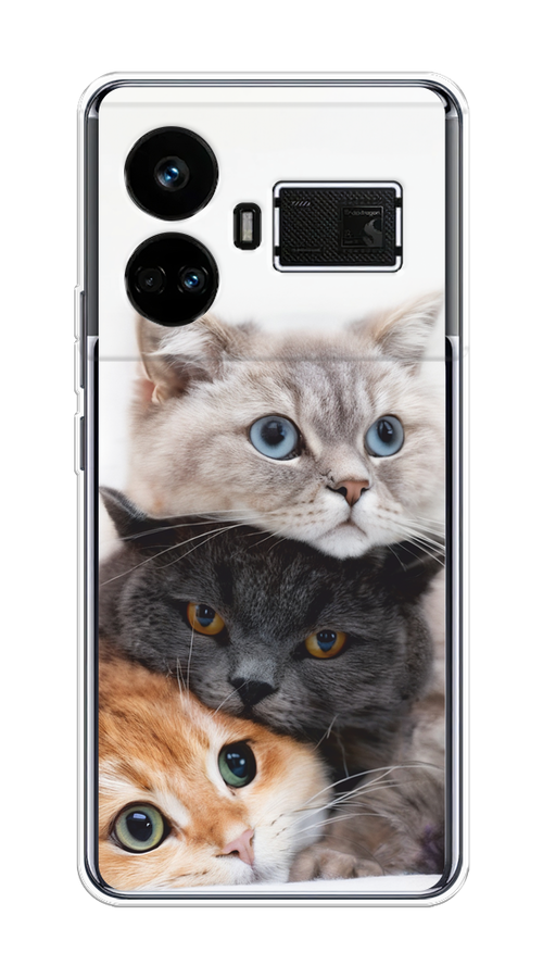 

Чехол на Realme GT5 "Пушистые мордашки", Серый;черный;оранжевый, 2515050-1