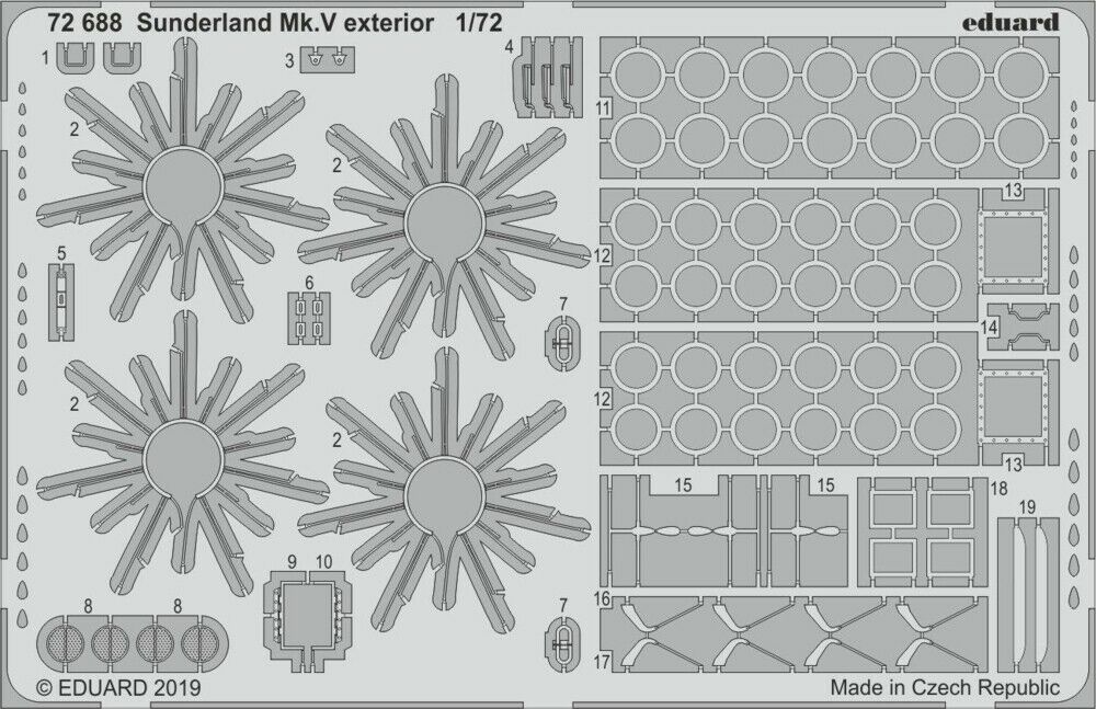 

Фототравление Eduard 72688 Sunderland Mk V экстерьер 1/72, Однотонный