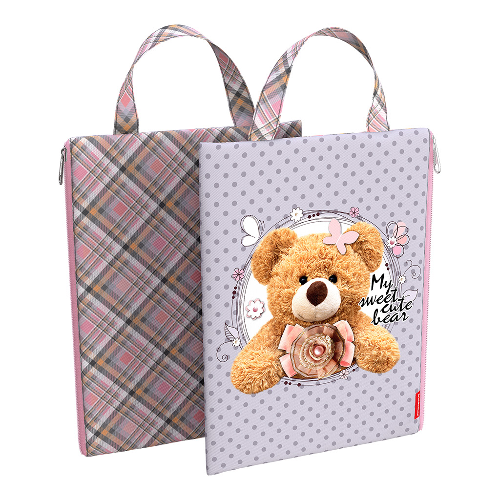 

Папка текстильная на молнии, вертикальная ErichKrause с ручкой Teddy Bear, A4