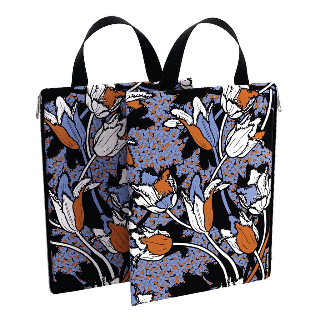 

Папка текстильная на молнии, вертикальная ErichKrause с ручкой Tulips, A4, Разноцветный