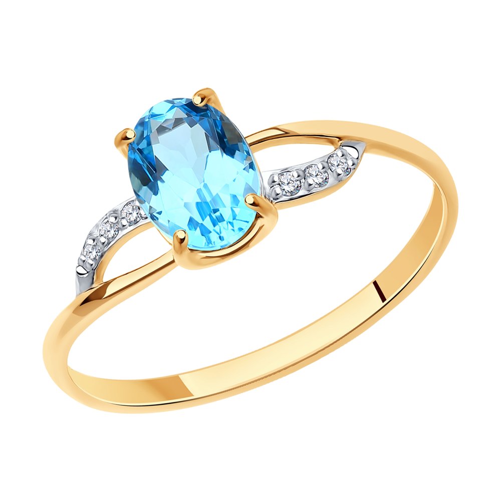 

Кольцо из красного золота с топазом и фианитами р.18 SOKOLOV 716635, 716635