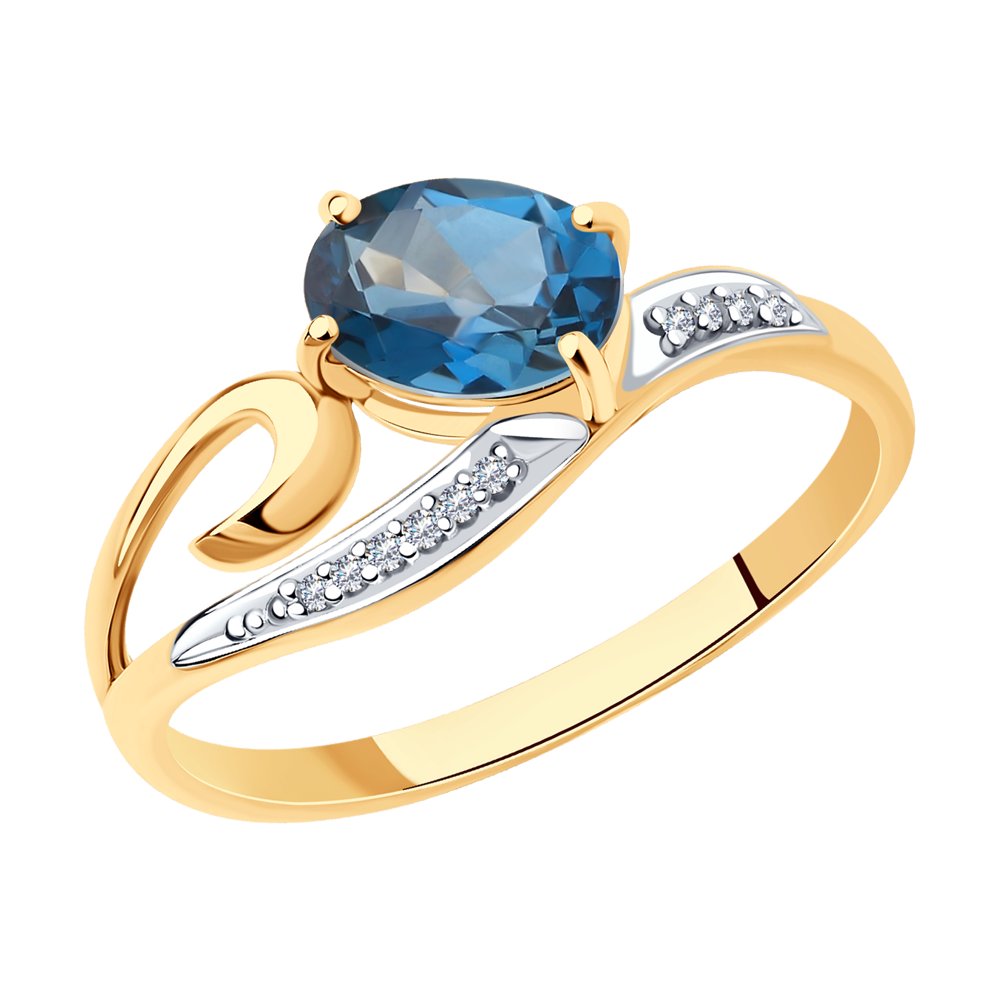 

Кольцо из красного золота с топазом и фианитами р.18 SOKOLOV 713842, 713842