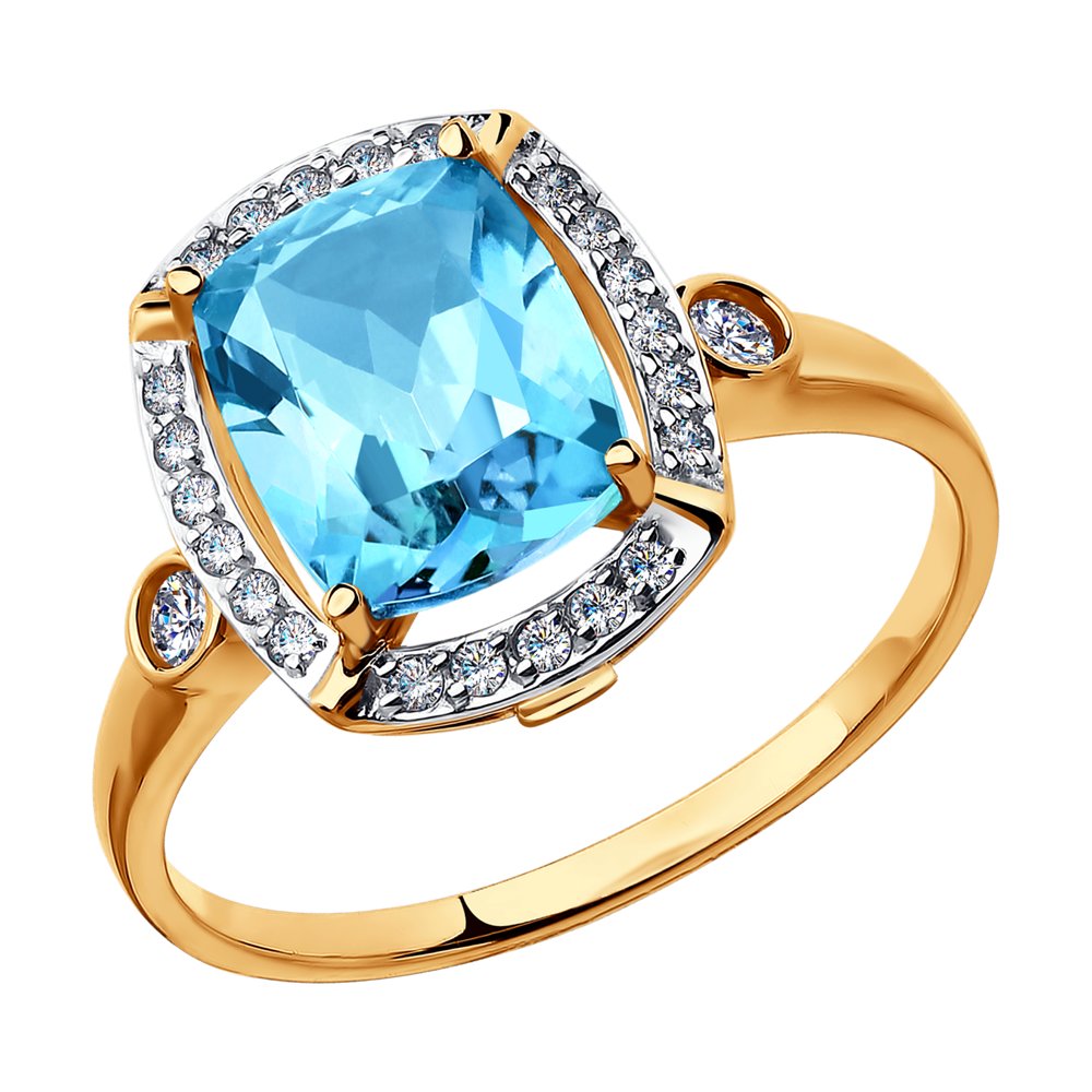 фото Кольцо из красного золота с топазом и фианитами р.17 sokolov 714983