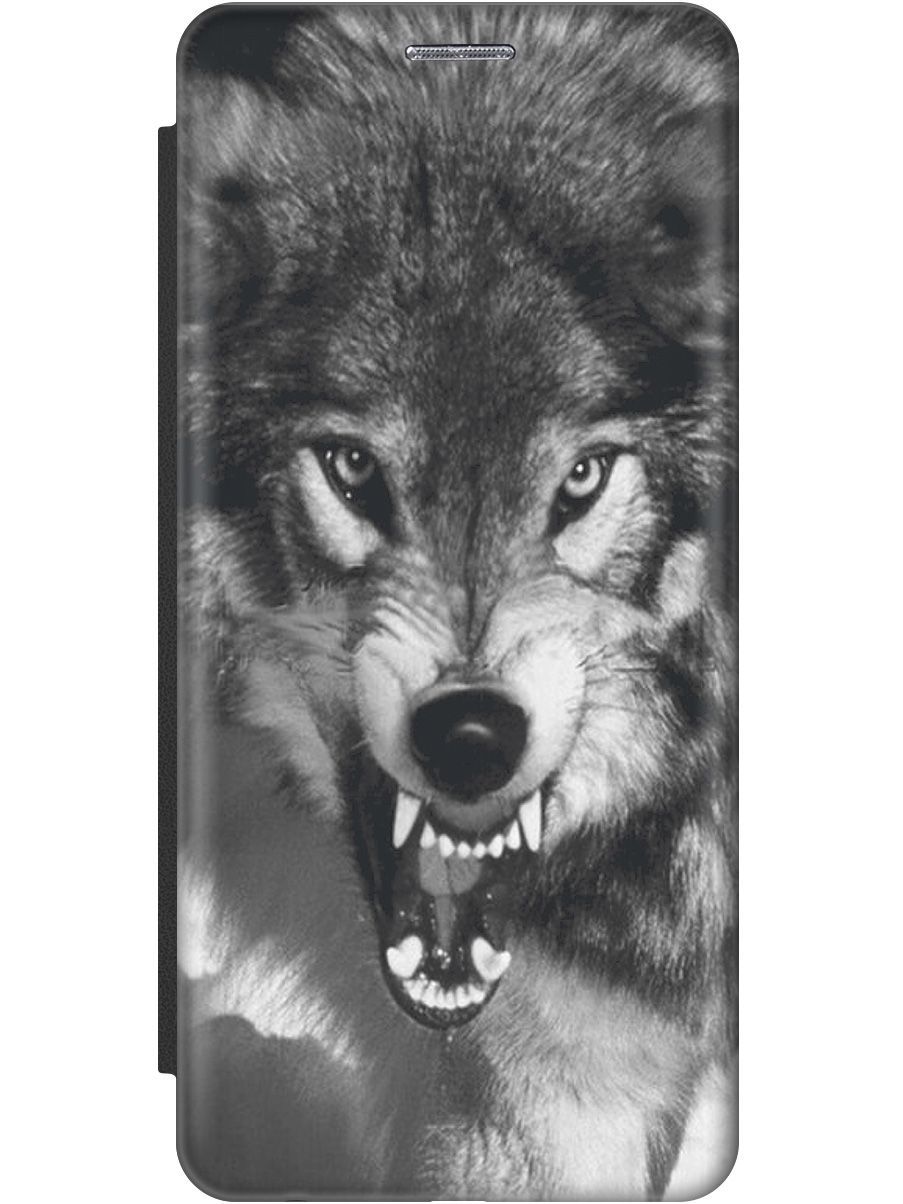 

Чехол-книжка на Samsung Galaxy A22s 5G "Волчий оскал" черный, Серый;черный, 8227