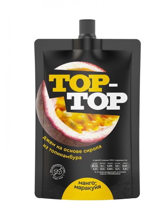 

Джем из топинамбура Top-Top без сахара манго-маракуйя, 200 г, Top-Top Джем из топинамбура без сахара 200 г