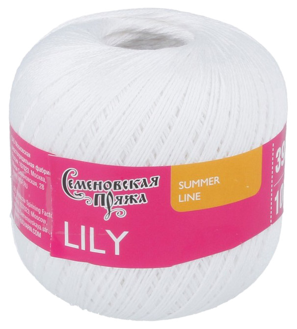 

Пряжа Семеновская пряжа Lily (964), ультра белый, 5 шт. по 100 г