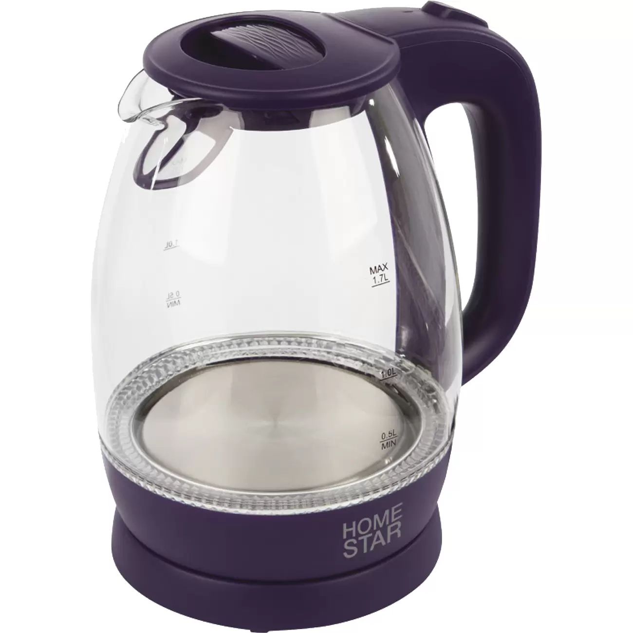 Чайник электрический HomeStar HS-1012 1.7 л фиолетовый, прозрачный гель лак для ногтей glitter flash 3 х фазный 8мл led uv прозрачный фиолетовый 08