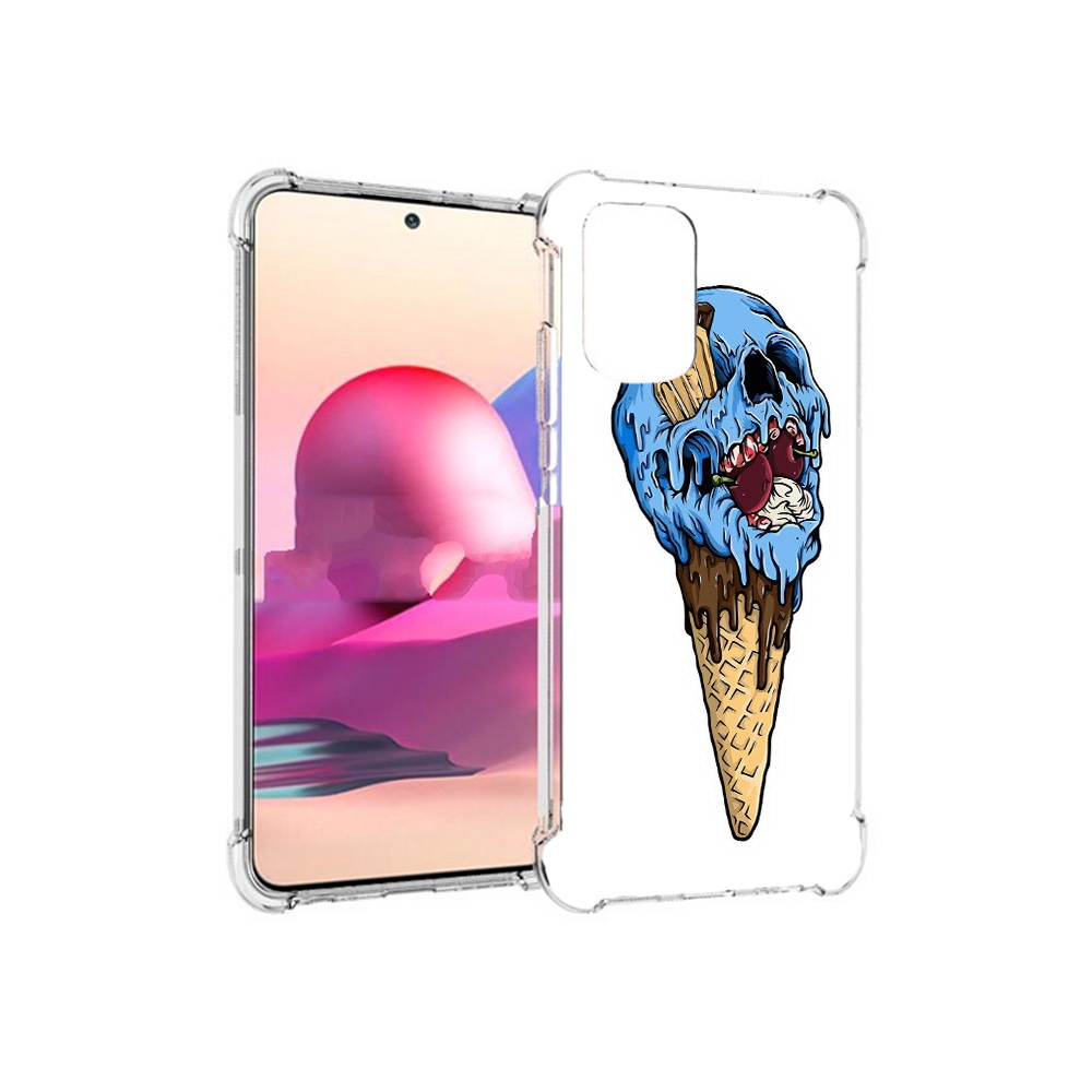

Чехол MyPads Tocco для Xiaomi Redmi Note 10S мороженное череп (PT158704.257.484), Прозрачный, Tocco