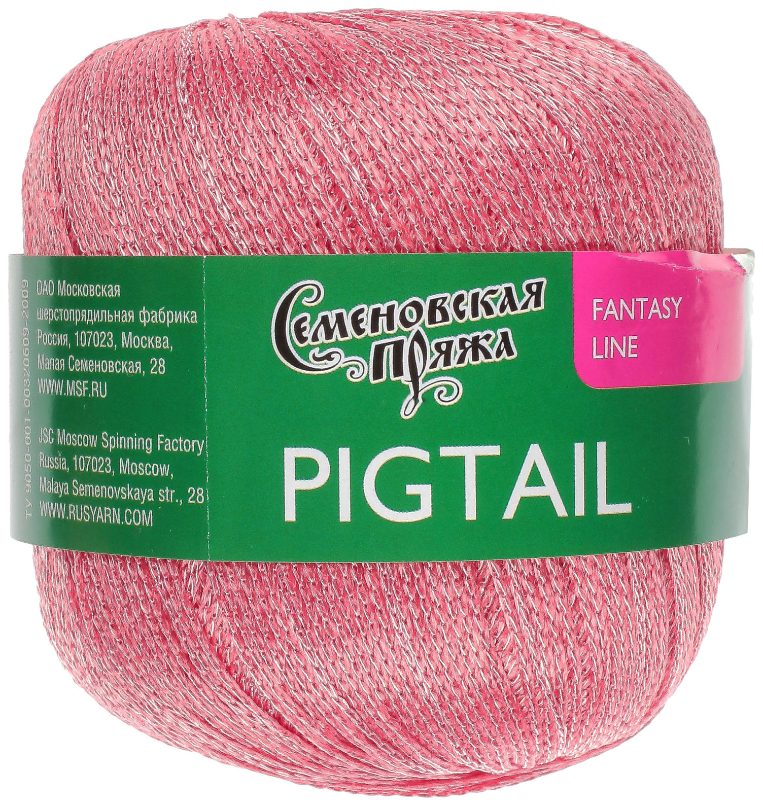 

Пряжа Семеновская пряжа Pigtail (1139), белый-коралл, 5 шт. по 100 г
