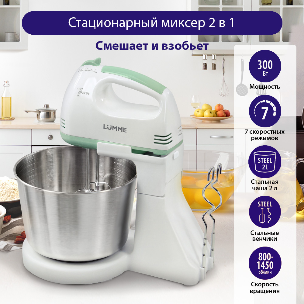 Миксер LUMME LU-MX1870B белый, голубой