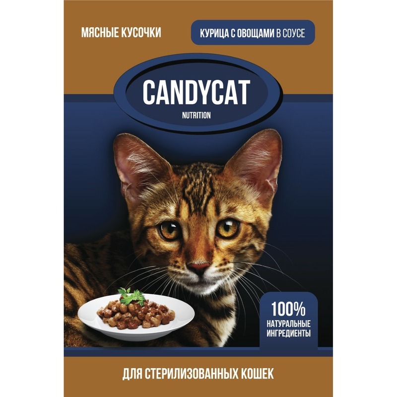 Влажный корм для кошек Candycat, курица, овощи, 25шт по 85г