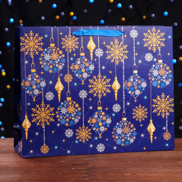 

Пакет подарочный "Хоровод снежинок", ХL 50 х 40 х 15 см, Синий