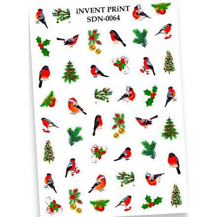 

Набор, iNVENT PRiNT, Слайдер-дизайн «Новый год. Зима. Снегири. Елочки» №SDN-64, 3 шт., Разноцветный