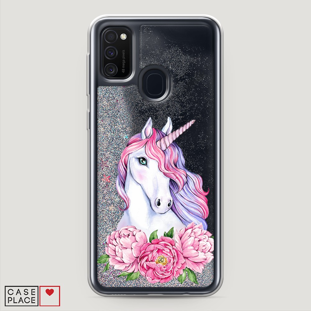

Чехол Awog на Samsung Galaxy M21 "Единорог с пионами", Разноцветный, 29791-1