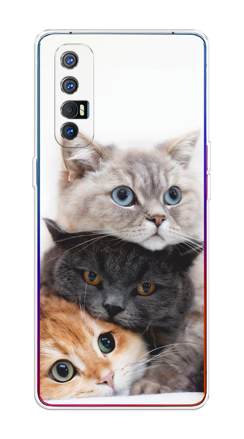 

Чехол на Oppo Reno 3 Pro "Пушистые мордашки", Серый;черный;оранжевый, 252550-1