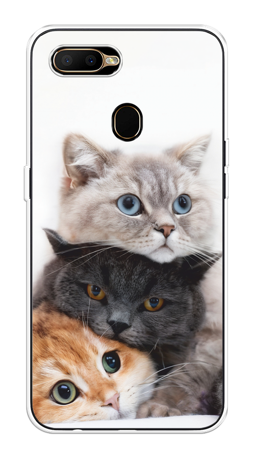 

Чехол на Oppo A12 "Пушистые мордашки", Серый;черный;оранжевый, 253450-1