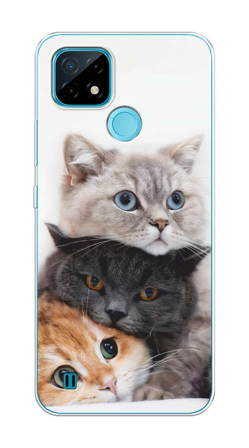 

Чехол на Oppo Realme C21 "Пушистые мордашки", Серый;черный;оранжевый, 254950-1