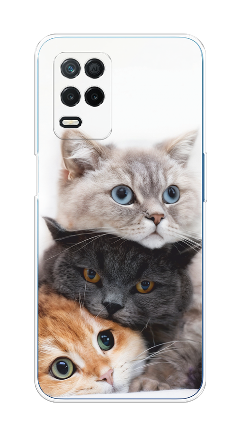 

Чехол на Realme 8 5G/Narzo 30 5G "Пушистые мордашки", Серый;черный;оранжевый, 257150-1