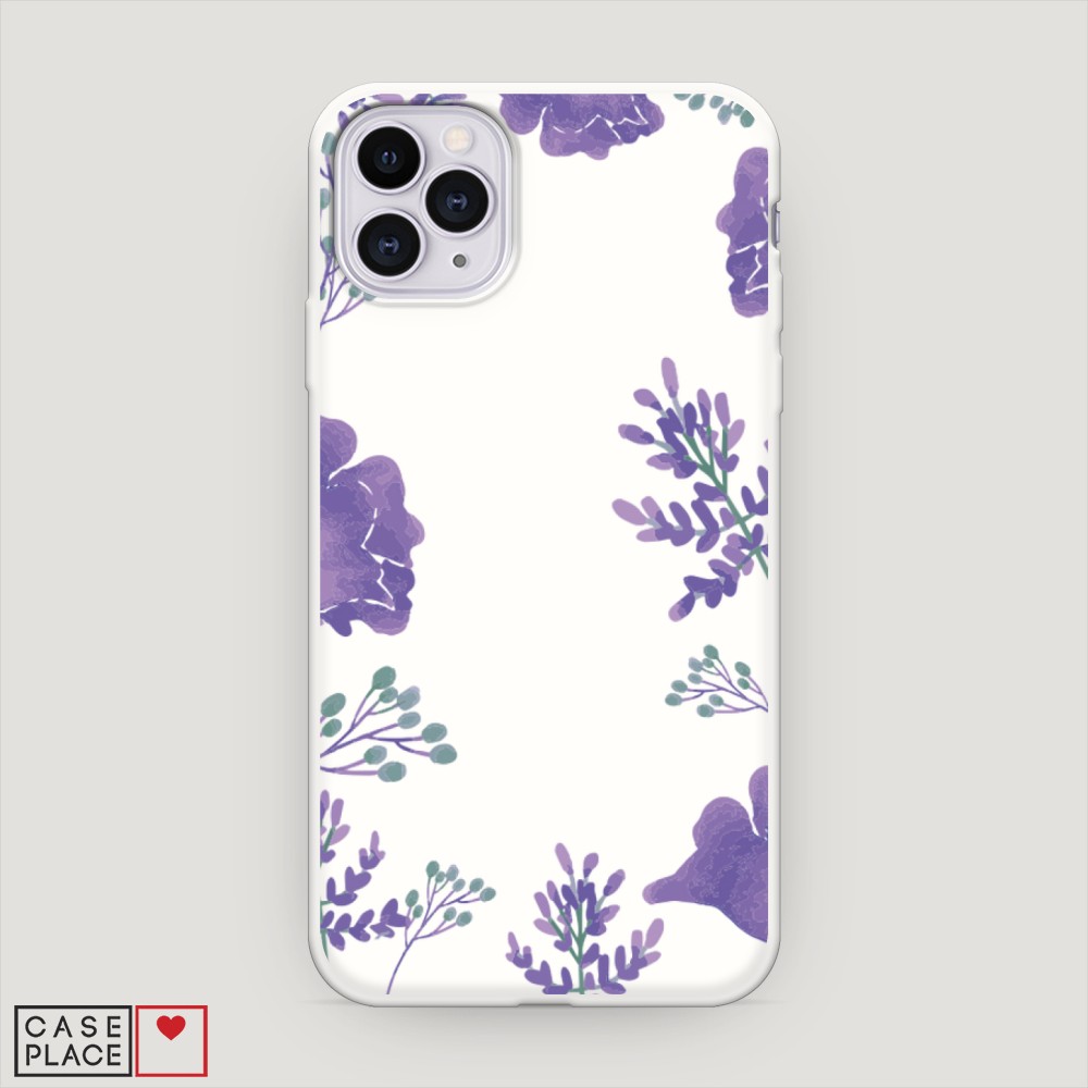

Матовый силиконовый чехол "Сиреневая цветочная рамка" на Apple iPhone 11 Pro, 12357-1
