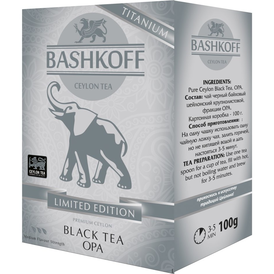 

Чай черный Bashkoff tea "Titanium Limited Edition", крупнолистовой, SUPER OPA, 100 г