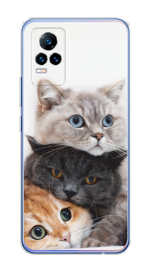 

Чехол на Vivo V21e 4G "Пушистые мордашки", Серый;черный;оранжевый, 264550-1