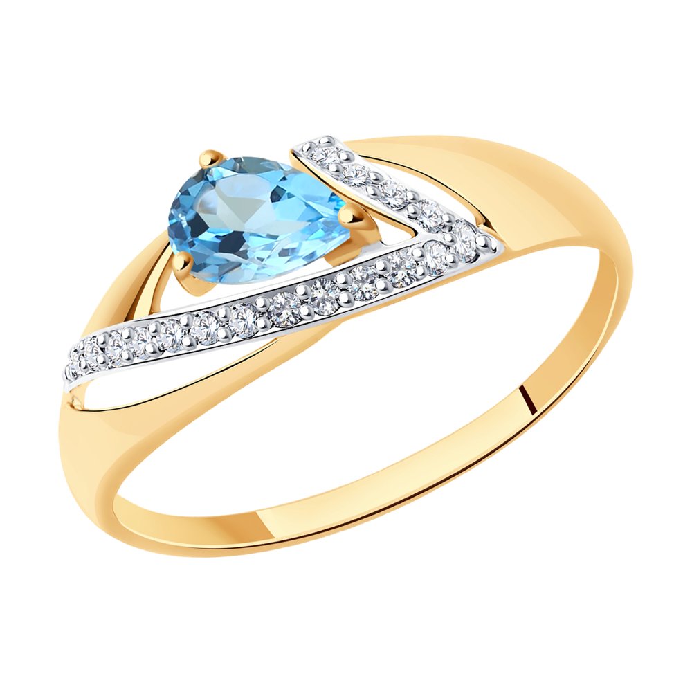 фото Кольцо из красного золота с топазом и фианитами р.17.5 sokolov 714674