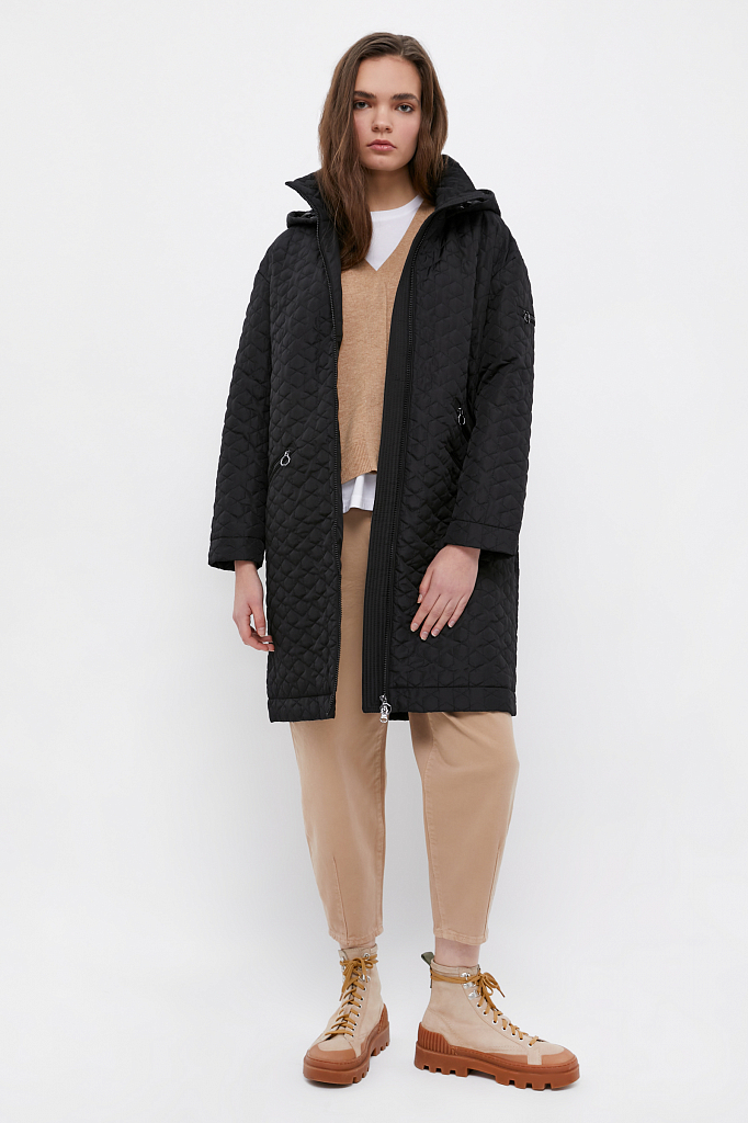 фото Утепленное пальто женское finn flare b21-32004 черное 46