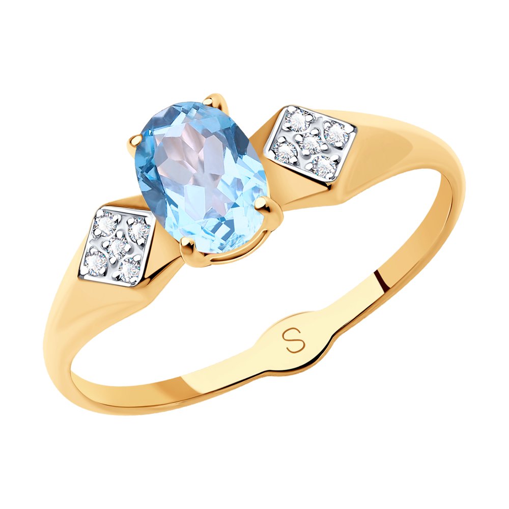 

Кольцо из красного золота с топазом и фианитами р.. SOKOLOV 715275, 715275