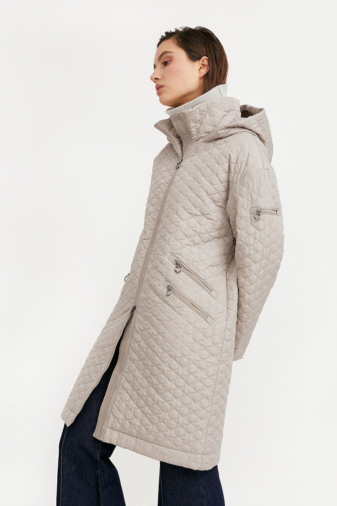 фото Утепленное пальто женское finn flare b21-32004 серое 46