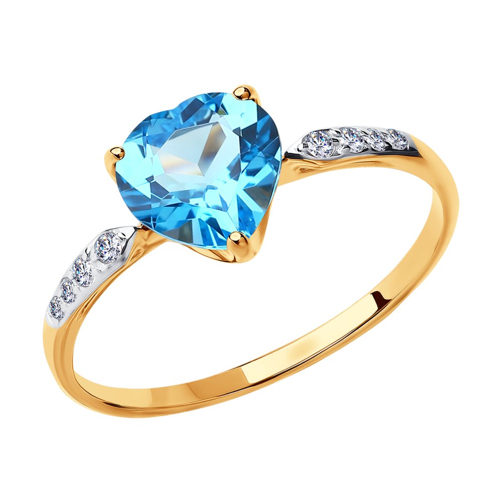 фото Кольцо из красного золота с топазом и фианитами р.17 sokolov 714992