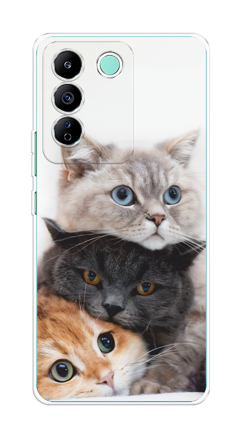 

Чехол на Vivo T2 4G "Пушистые мордашки", Серый;черный;оранжевый, 269550-1