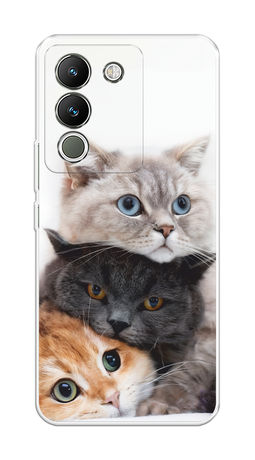 

Чехол на Vivo V29e 5G "Пушистые мордашки", Серый;черный;оранжевый, 269650-1
