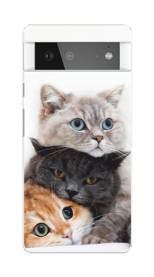 

Чехол на Google Pixel 6 "Пушистые мордашки", Серый;черный;оранжевый, 270850-1