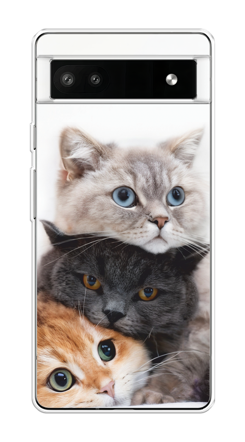

Чехол на Google Pixel 6A "Пушистые мордашки", Серый;черный;оранжевый, 271150-1