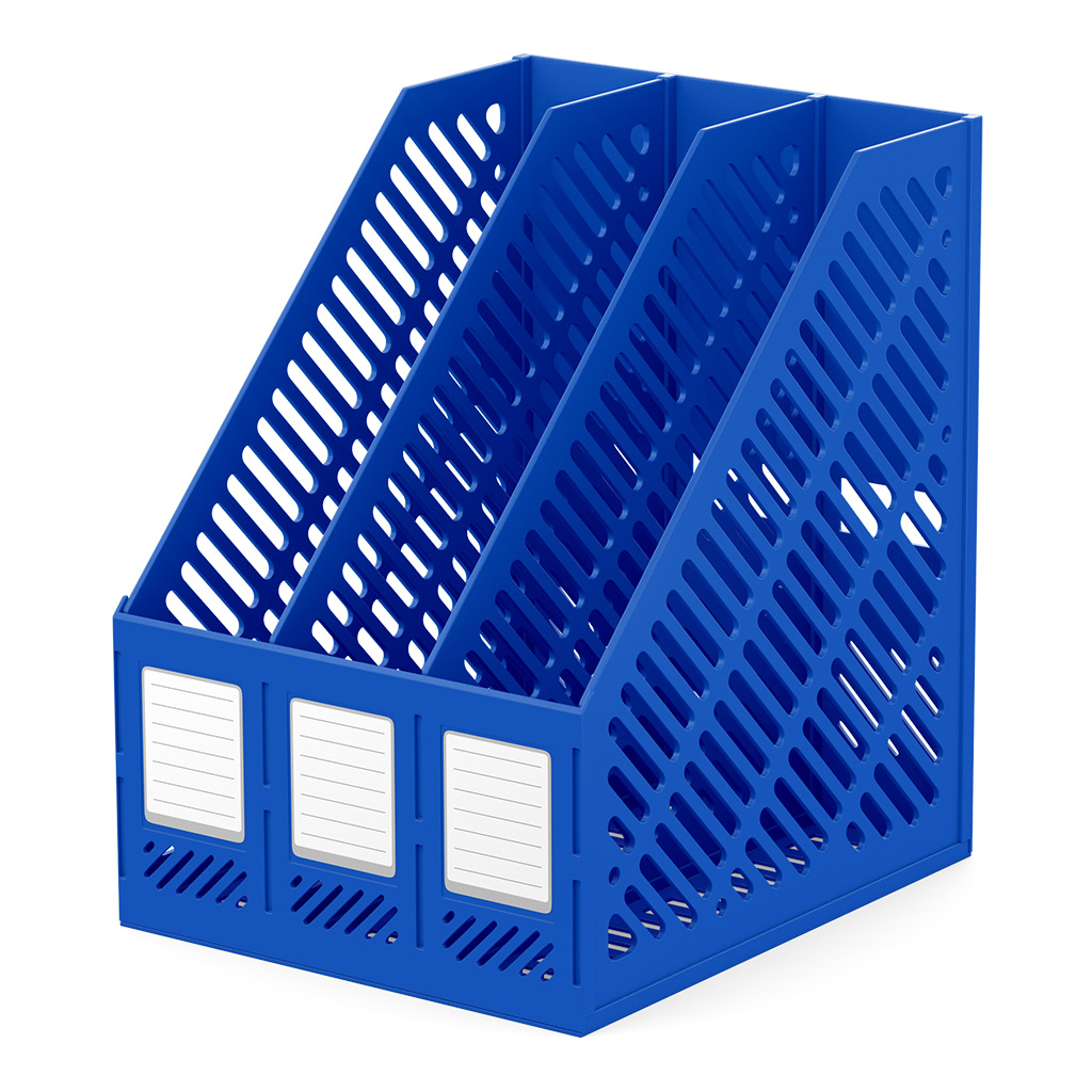 фото Подставка для бумаг трехсекционная сборная пластиковая erichkrause classic, синий