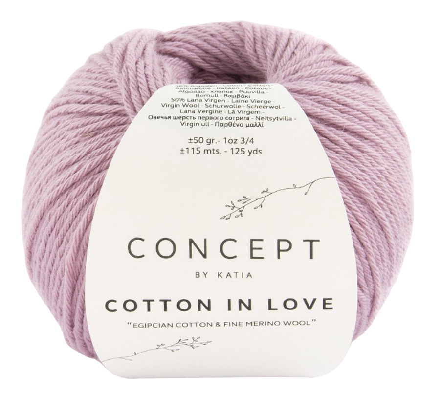 

Пряжа Katia COTTON IN LOVE (53), ковыль, 5 шт. по 50 г, Розовый