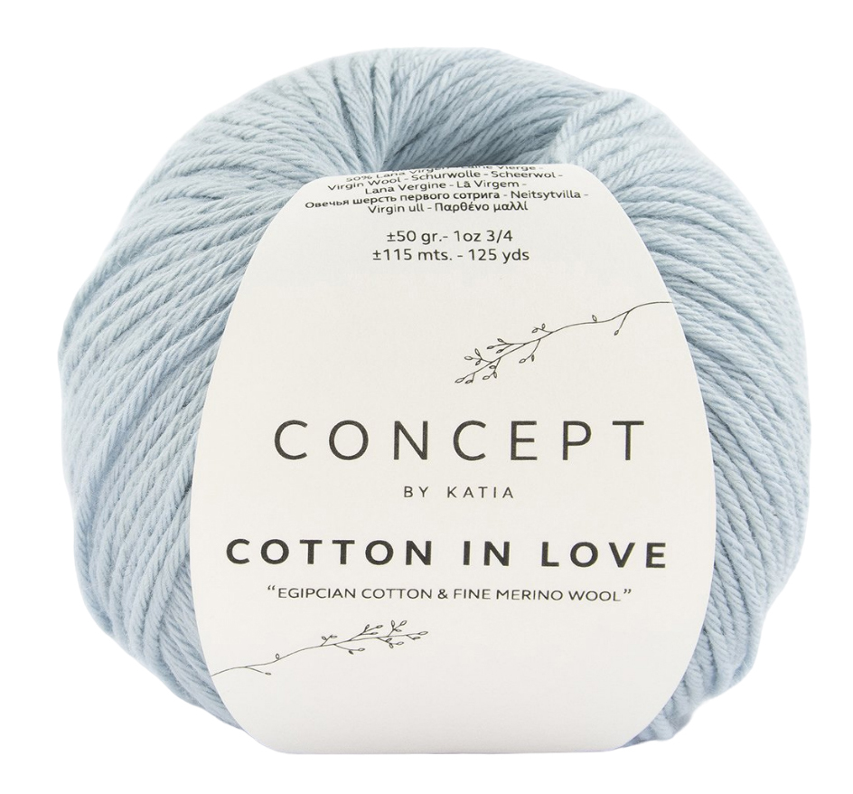 

Пряжа Katia COTTON IN LOVE (65), ледяной, 5 шт. по 100 г, Голубой