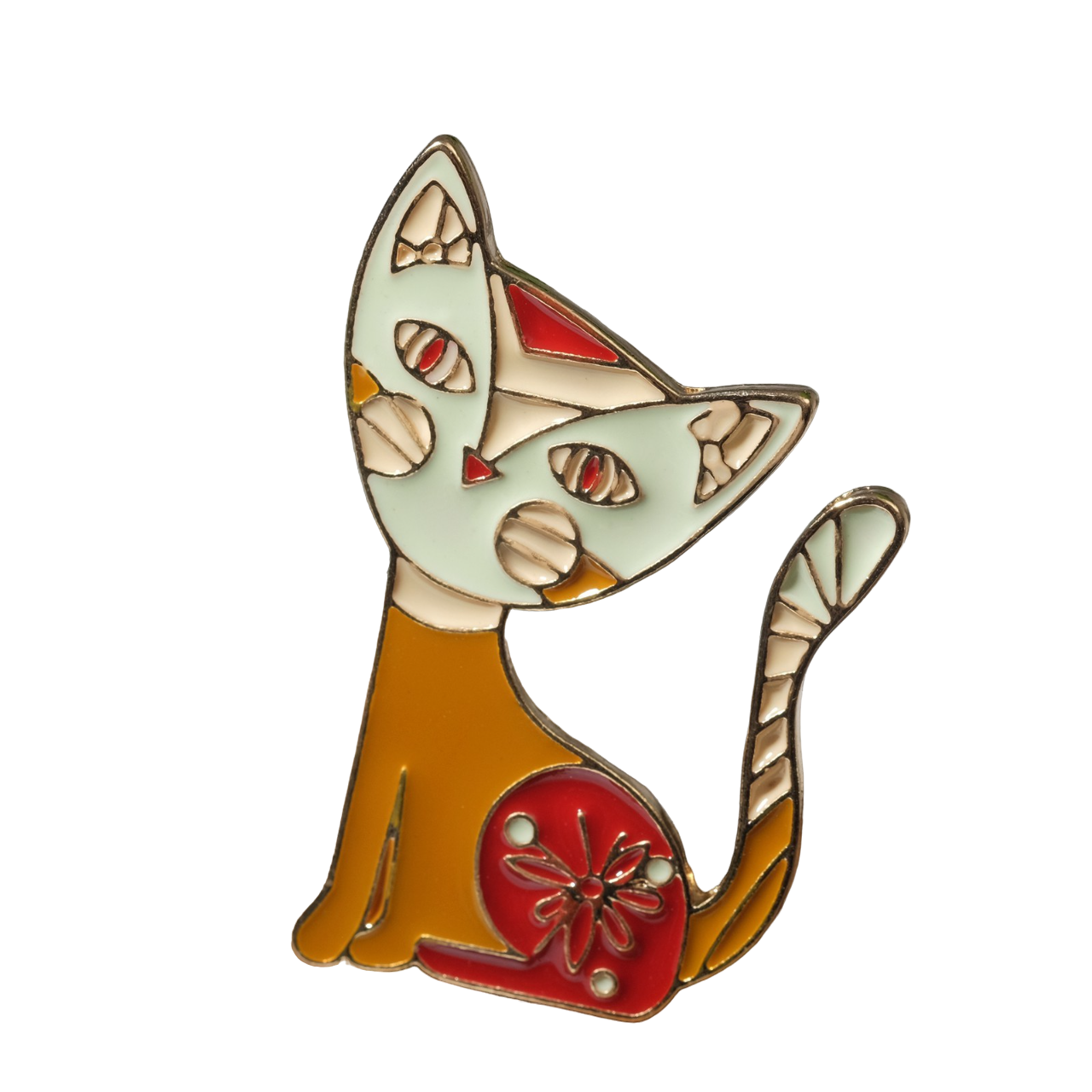 

Брошь "Кошка" сфинкс, цветная в золоте, П00000348