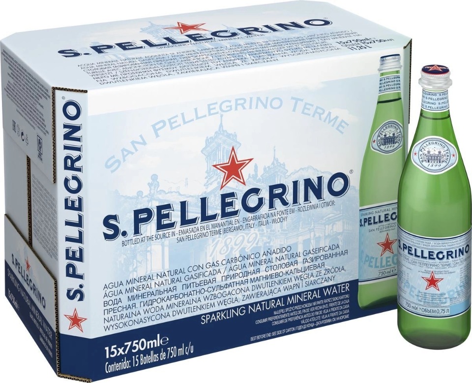 Минеральная газированная вода SPellegrino стекло 15 шт по 075л 5500₽