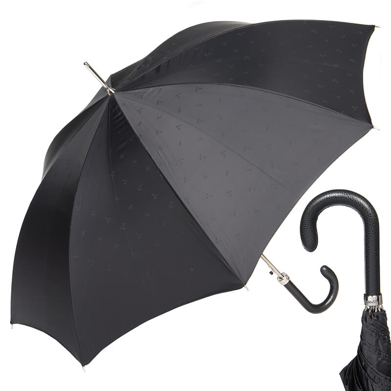 Зонт-трость мужской полуавтоматический Pasotti Classic Pelle Comondor black
